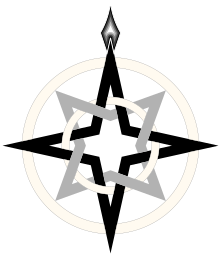 The plainer compass with a slim spearhead above its north point