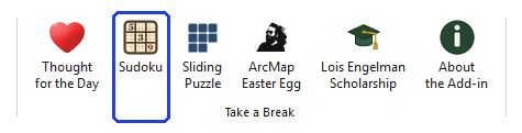 The Take a Break group of the ribbon, with the Sudoku button outlined in blue