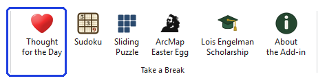 The Take a Break group of the ribbon, with the Thought for the Day button outlined in blue